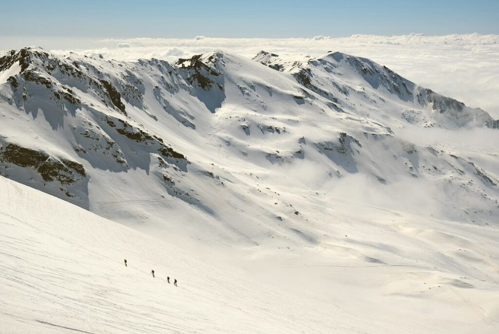laguna de las yeguas skiing area in sierra nevada spain