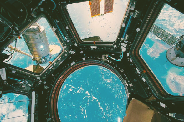 view from the capola on the international space station